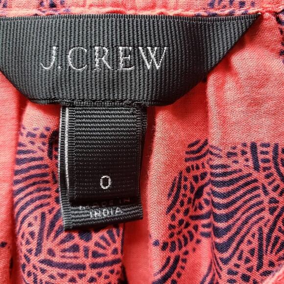 J. Crew Tangerine Safari Elephant Print Split V Neck Pintuck Raglan Top Size 0 - Picture 10 of 11